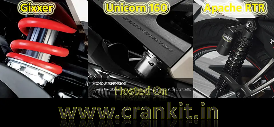 Gixer-Unicorn-Apache suspension (Courtesy: Suzuki, Honda, TVS)
