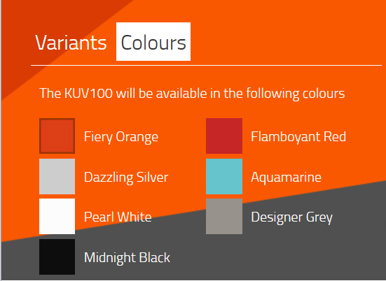 Mahindra KUV 100 colours
