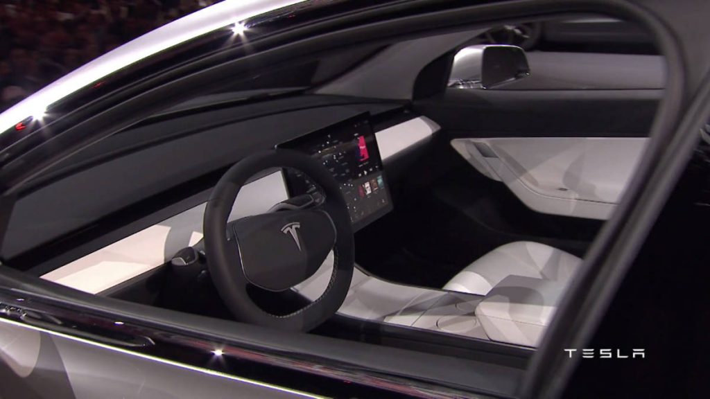 Tesla Model 3 interiors (Image courtesy: Tesla)