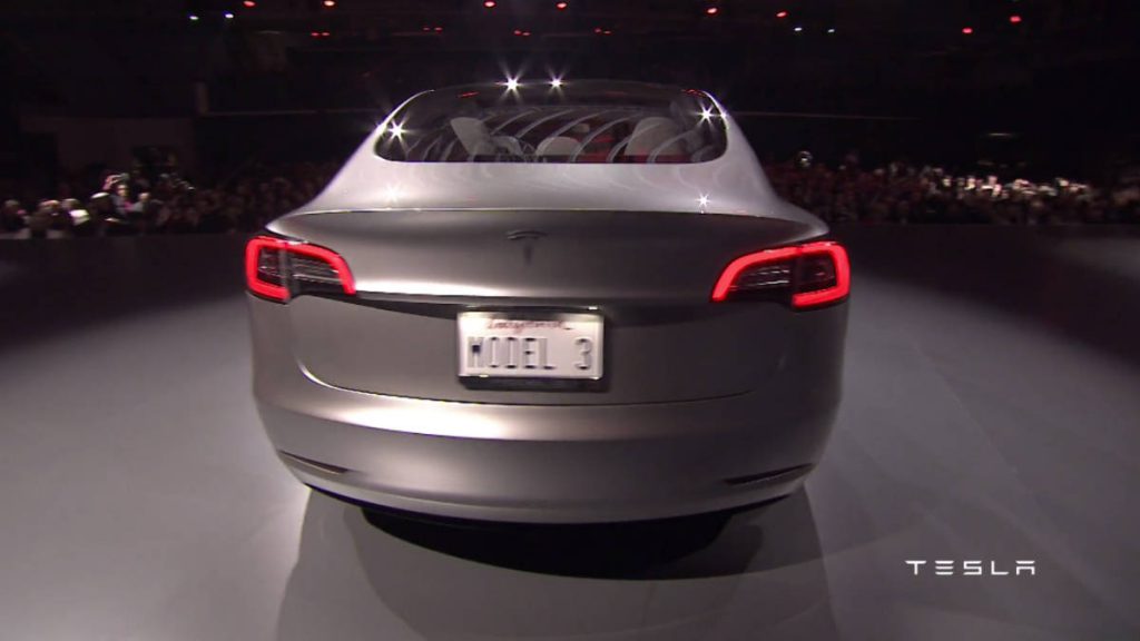 Tesla Model 3 Tail lights (Image courtesy: Tesla)